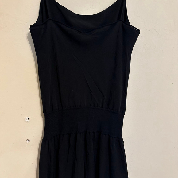 Women's Theory Black Rib Waistband Silk Combo Midi Dress S - Picture 5 of 16